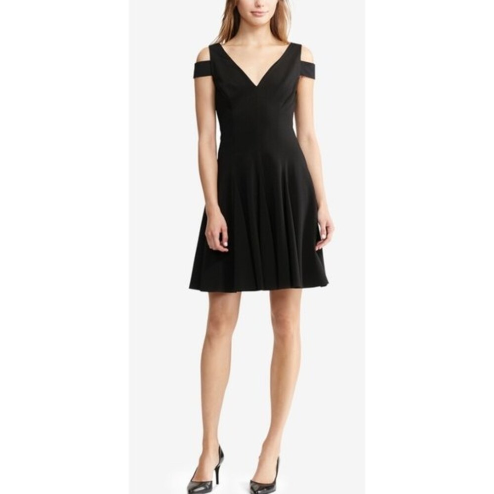 Lauren Ralph Lauren Cut-Out Fit & Flare Cocktail Black Dress